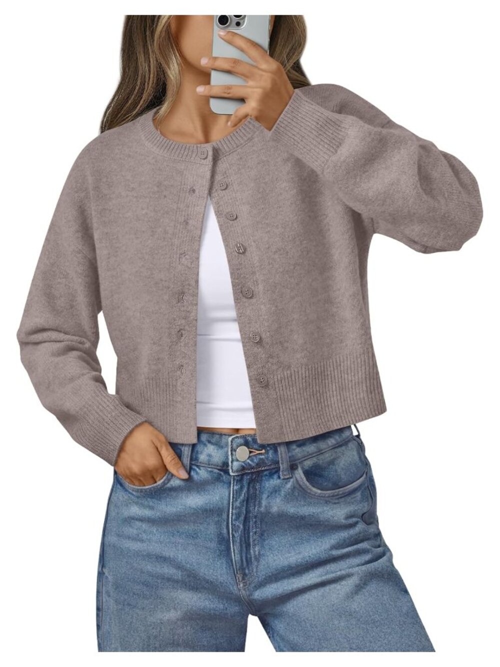 Women's Buttery Soft Cropped Knit Cardigan Sweater Button Front Fall